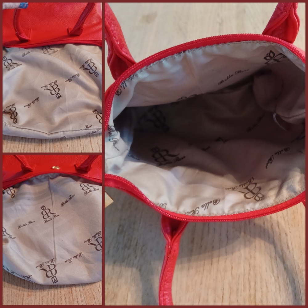 BELLA ROSE CROSSBODY/ DOUBLE HANDLES BAG WITH WRISTLET/MAKE-UP BAG  NWOT - Picture 6 of 15